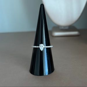 Moissanite & 925 Sterling Silver Half Eternity Solitaire Pear Cut Stacking Ring